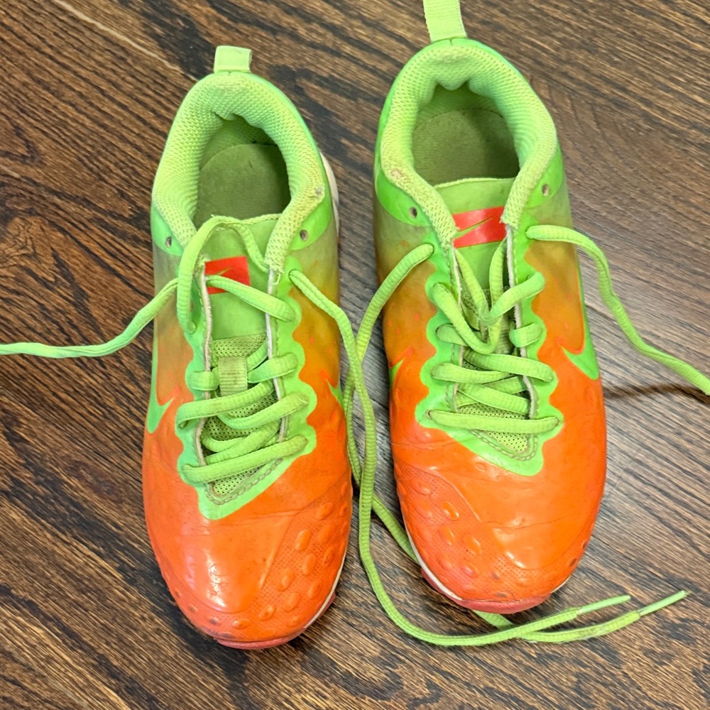 Nike Kids Orange and Green Sneakers